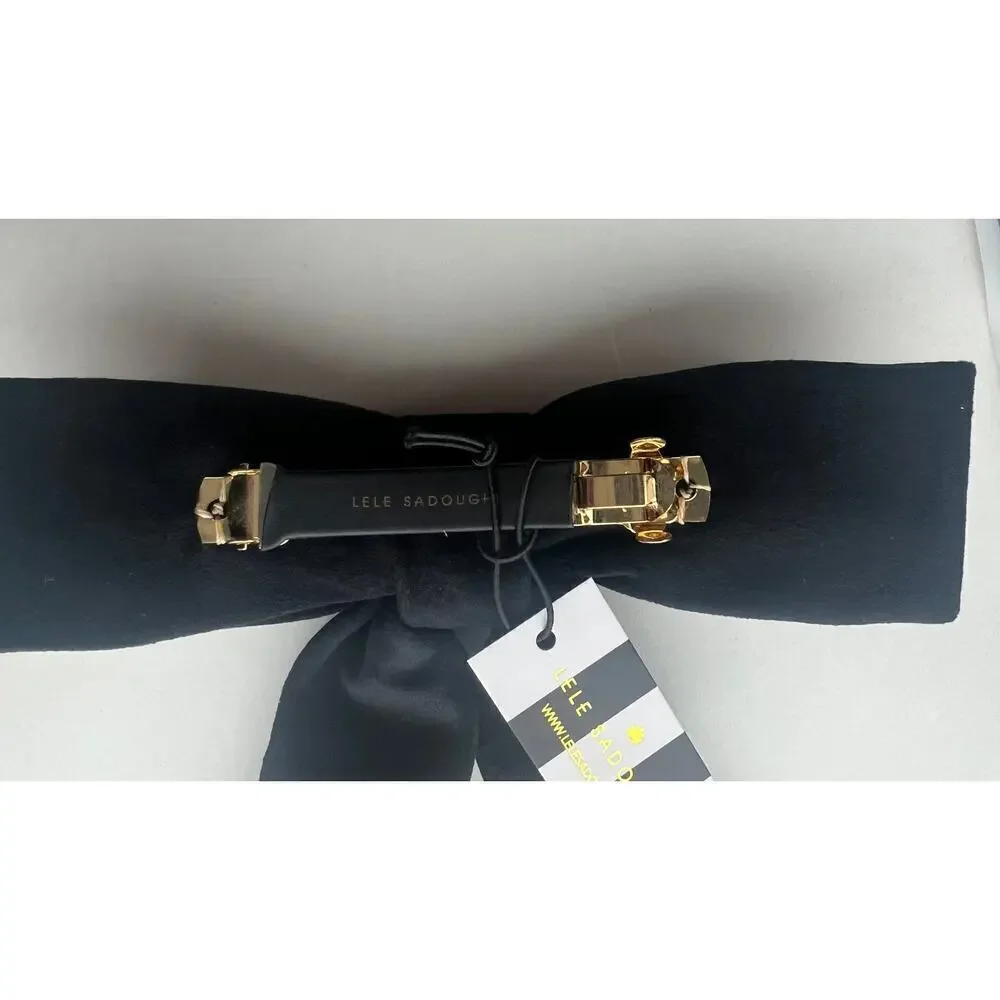 Lele Sadoughi Pearl Velvet Bow Barrette Black NWT